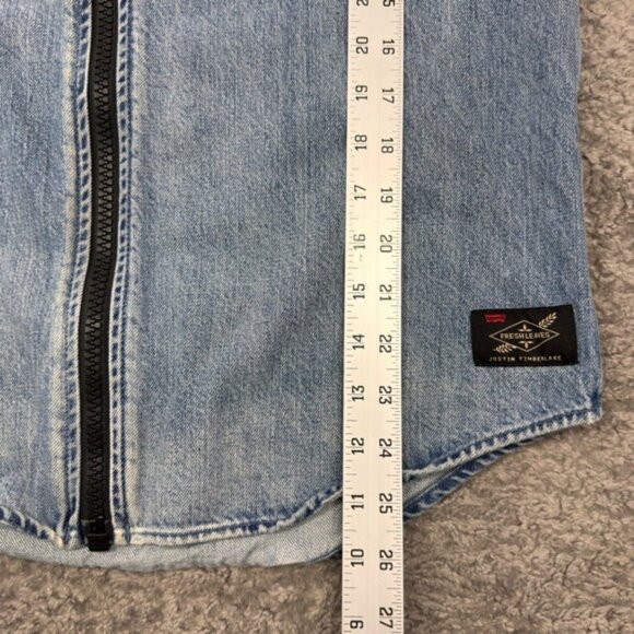 Levis Justin Timberlake Fresh Leaves Denim Western Zip Hooded Shirt Jacket Small - Picture 3 of 8